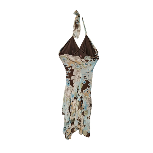 Trixxi Juniors Floral Halter Neck Dress - Blue and Brown - Picture 2 of 6